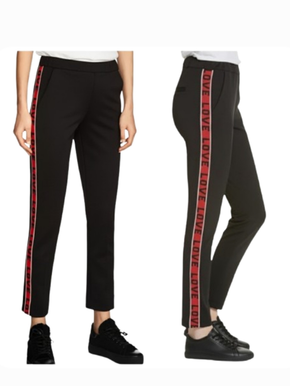 MAJE Poly Striped LOVE Graphic Track Pants